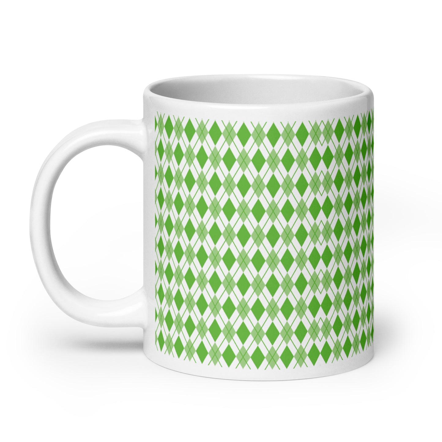 Argyle — Clover ceramic coffee mug - 20oz - handle left