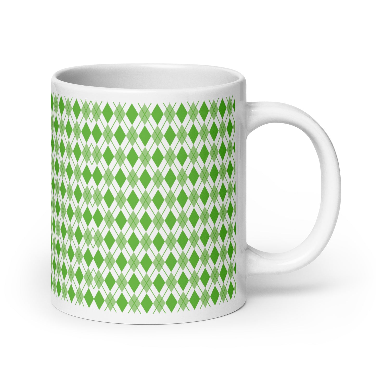 Argyle — Clover ceramic coffee mug - 20oz - handle right