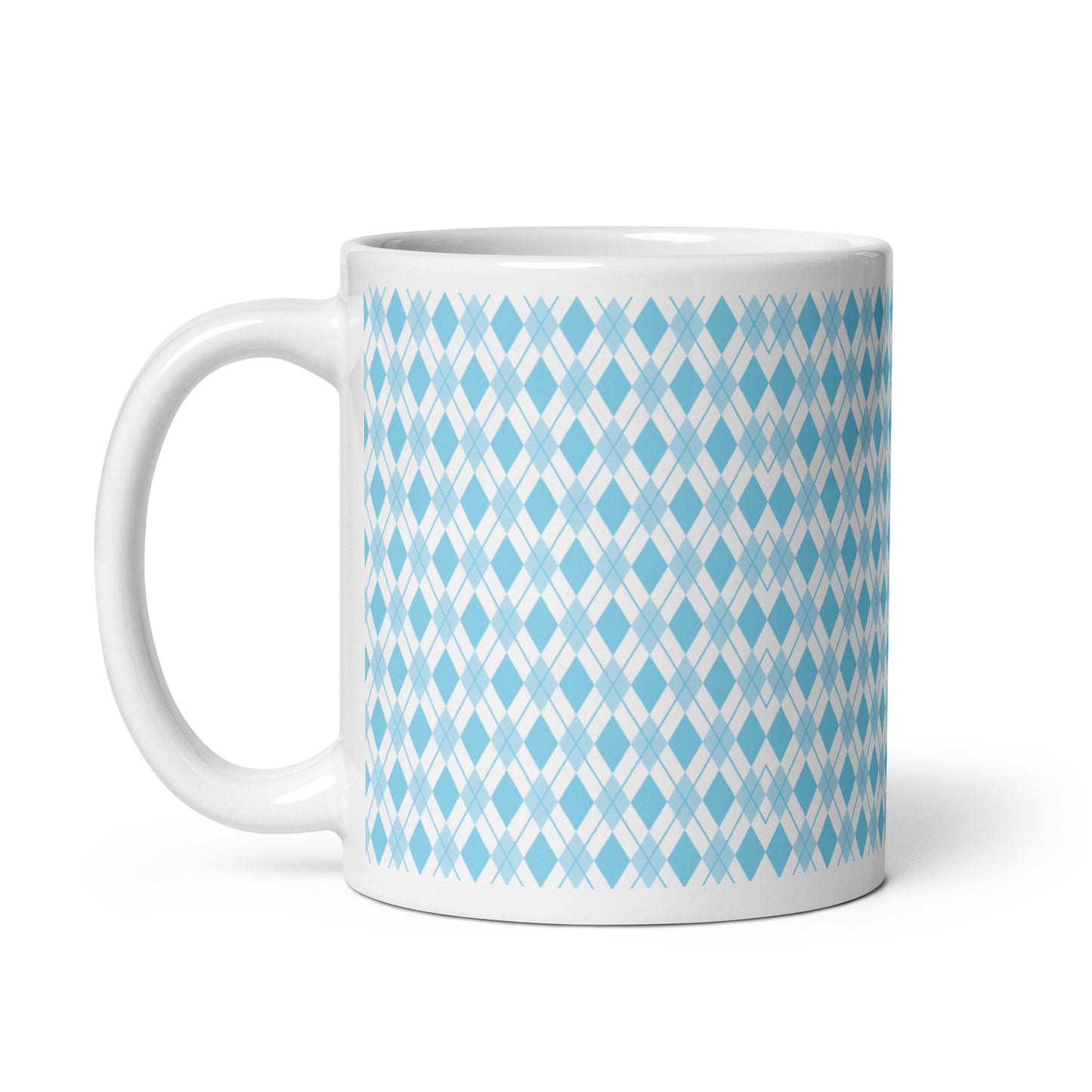 Argyle — Cobalt ceramic coffee mug - 11oz - handle left