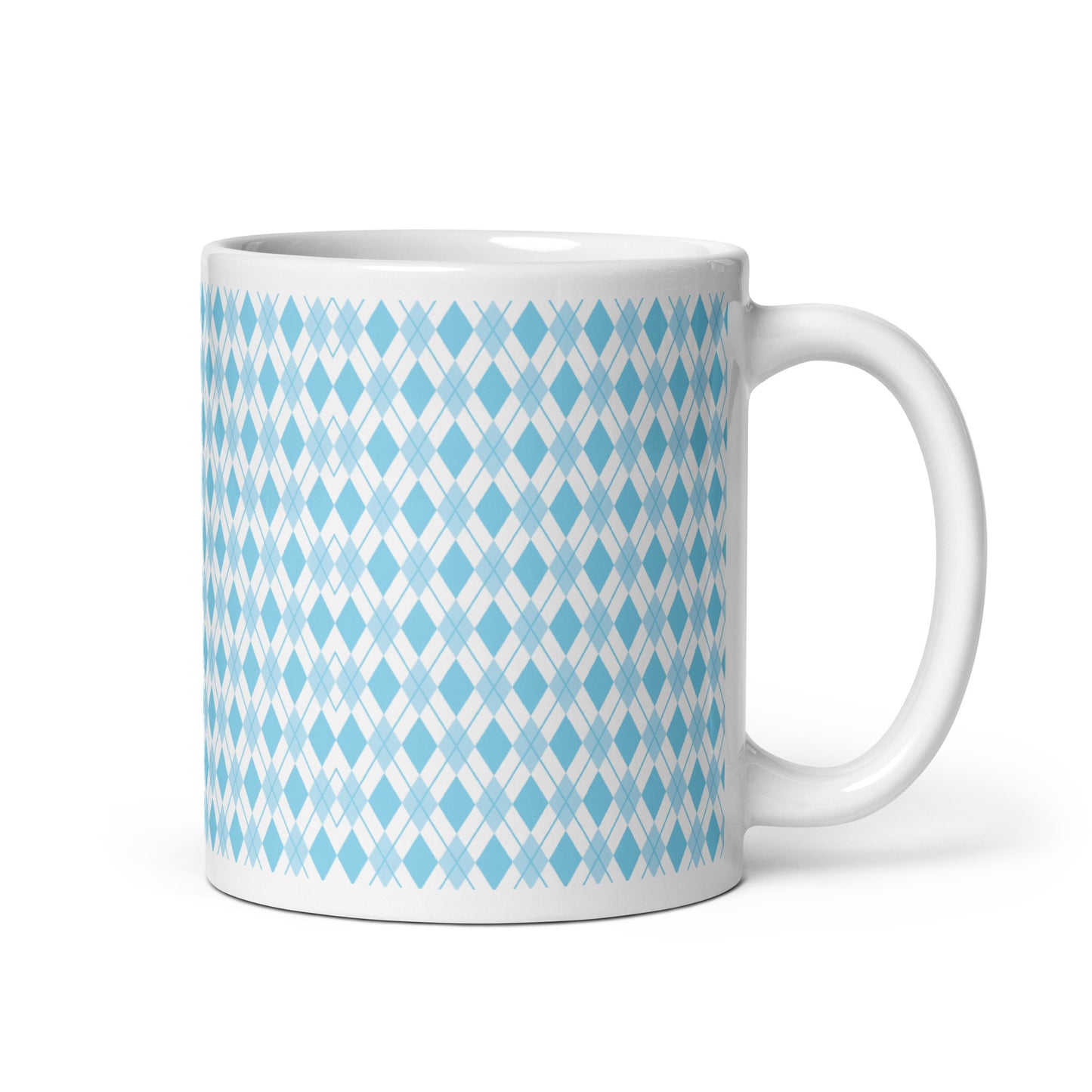 Argyle — Cobalt ceramic coffee mug - 11oz - handle right