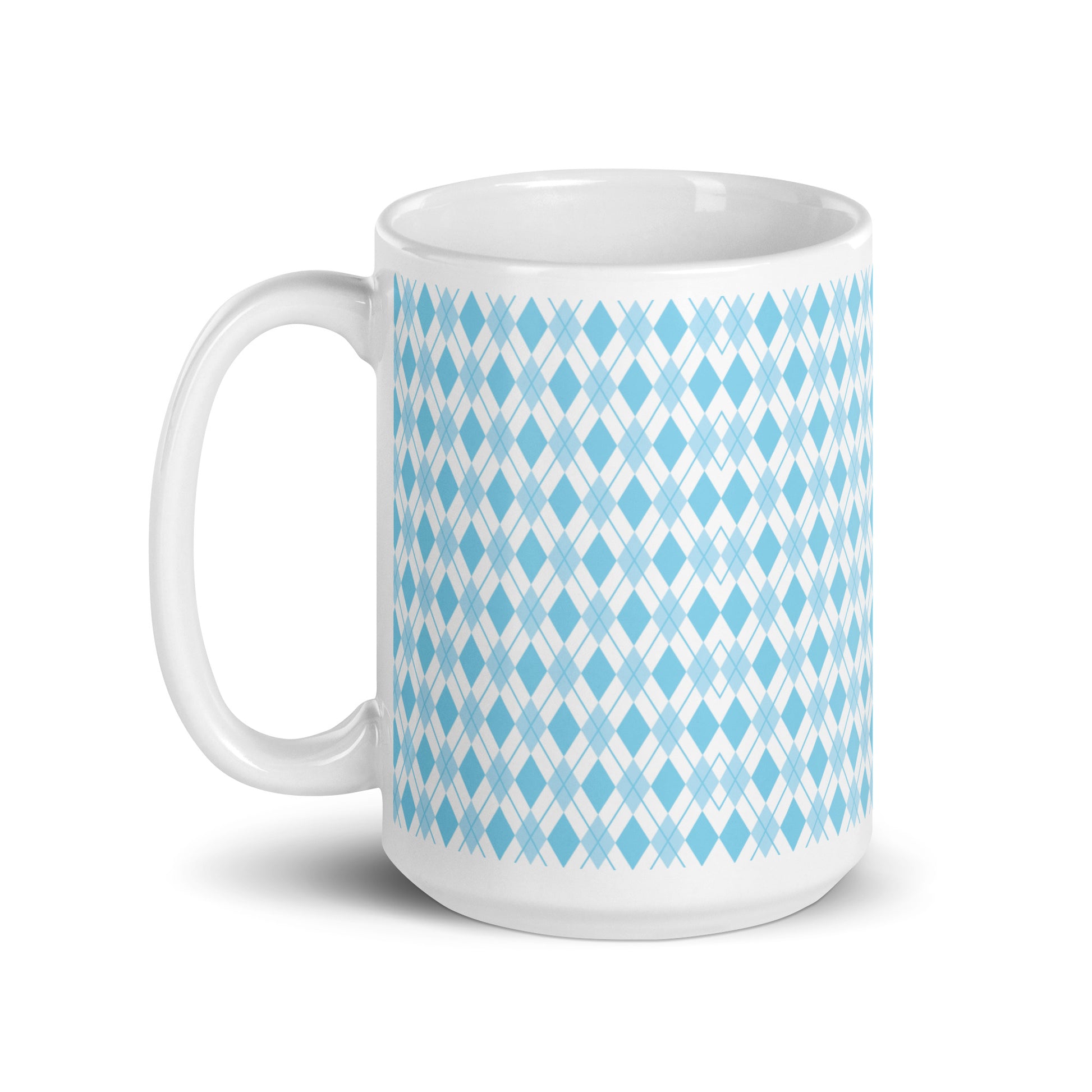 Argyle — Cobalt ceramic coffee mug - 15oz - handle left
