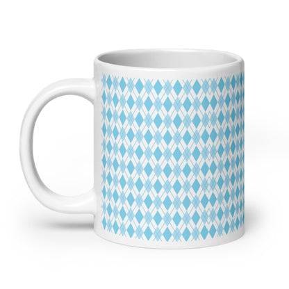 Argyle — Cobalt ceramic coffee mug - 20oz - handle left