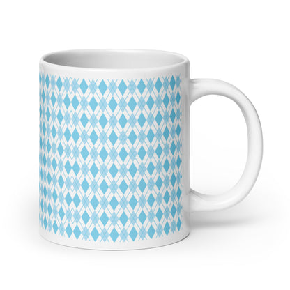 Argyle — Cobalt ceramic coffee mug - 20oz - handle right