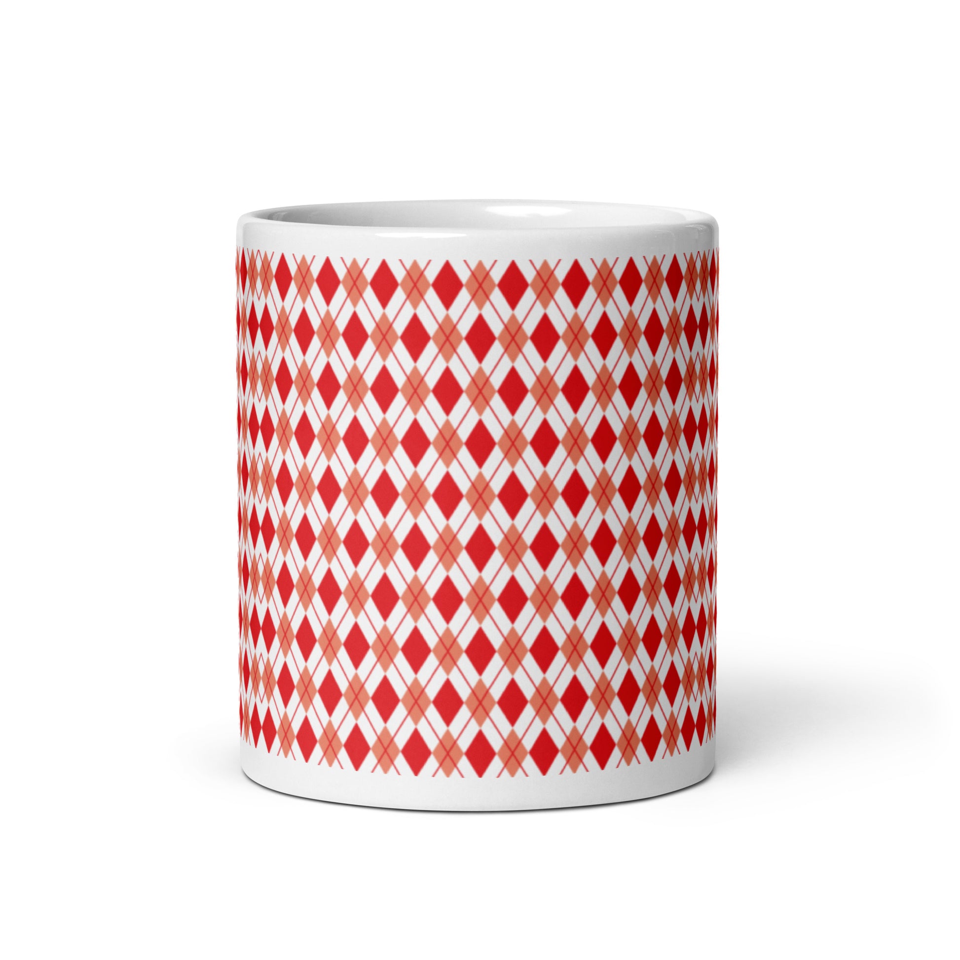 Argyle — Crimson ceramic coffee mug - 11oz - front