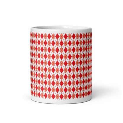 Argyle — Crimson ceramic coffee mug - 11oz - front