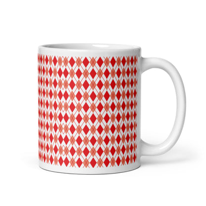 Argyle — Crimson ceramic coffee mug - 11oz - handle right