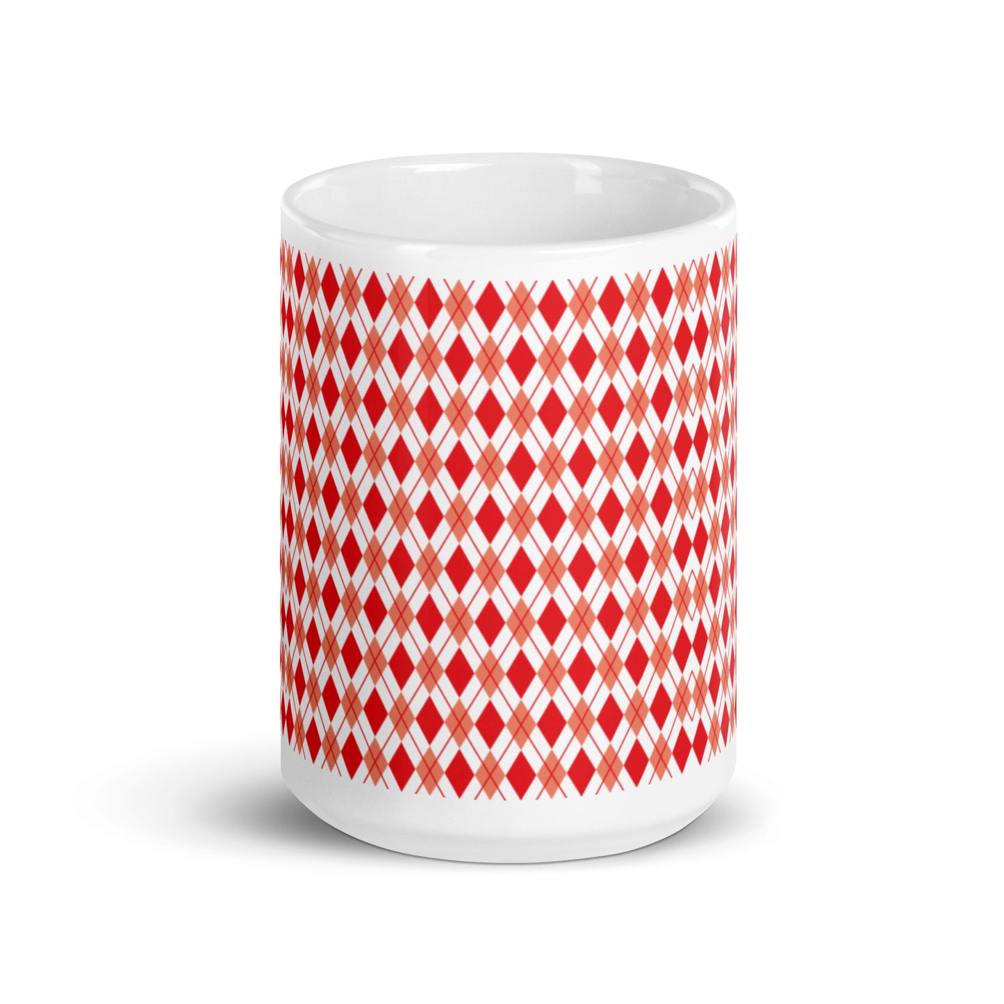 Argyle — Crimson ceramic coffee mug - 15oz - front
