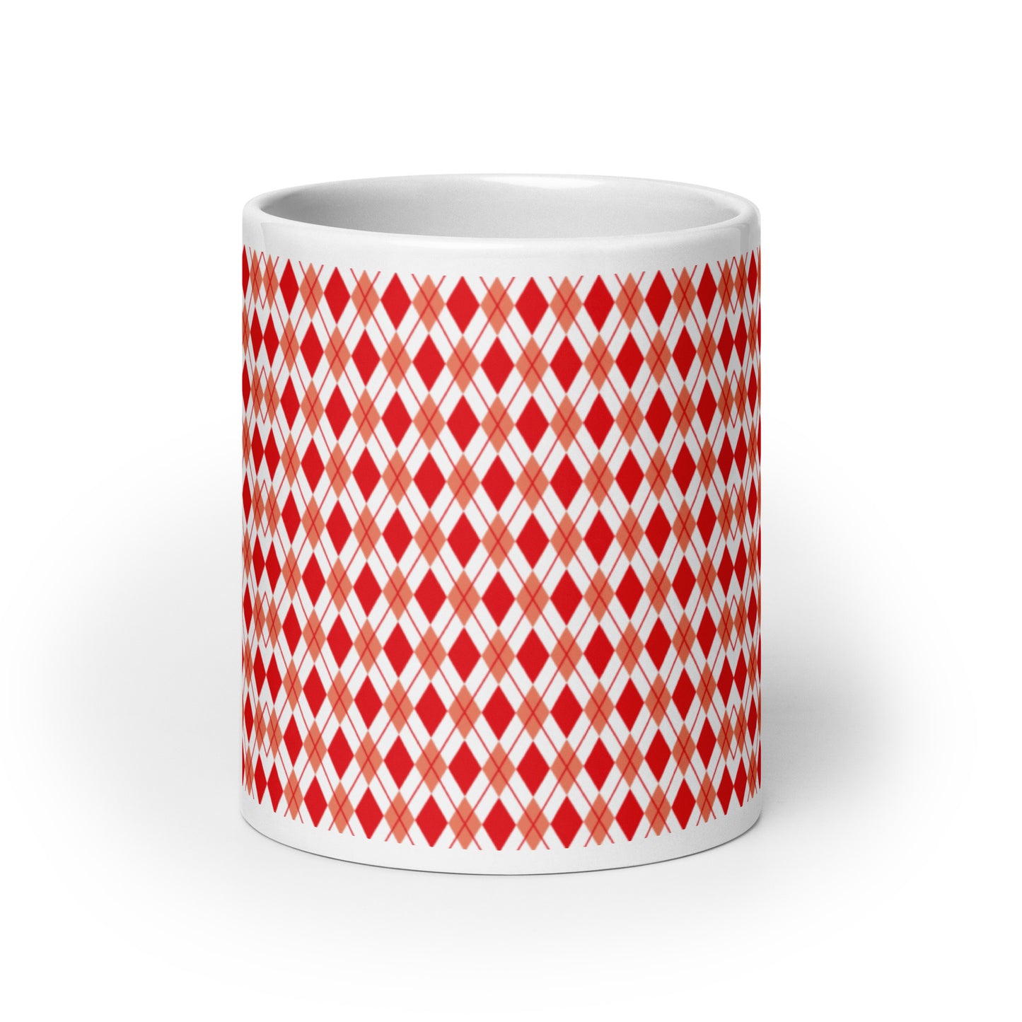 Argyle — Crimson ceramic coffee mug - 20oz - front