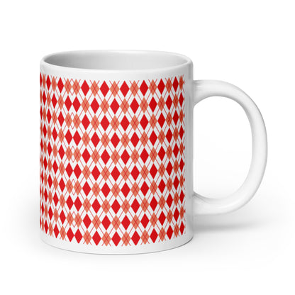 Argyle — Crimson ceramic coffee mug - 20oz - handle right