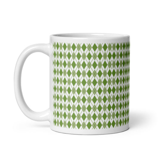 Argyle — Fern ceramic coffee mug - 11oz - handle left