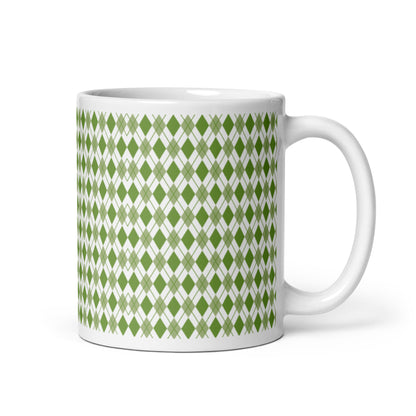 Argyle — Fern ceramic coffee mug - 11oz - handle right