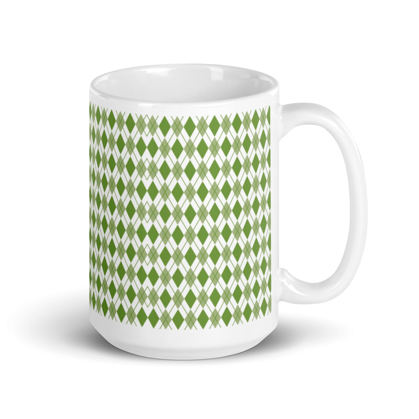 Argyle — Fern ceramic coffee mug - 15oz - handle right