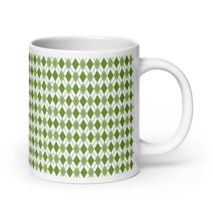 Argyle — Fern ceramic coffee mug - 20oz - handle right