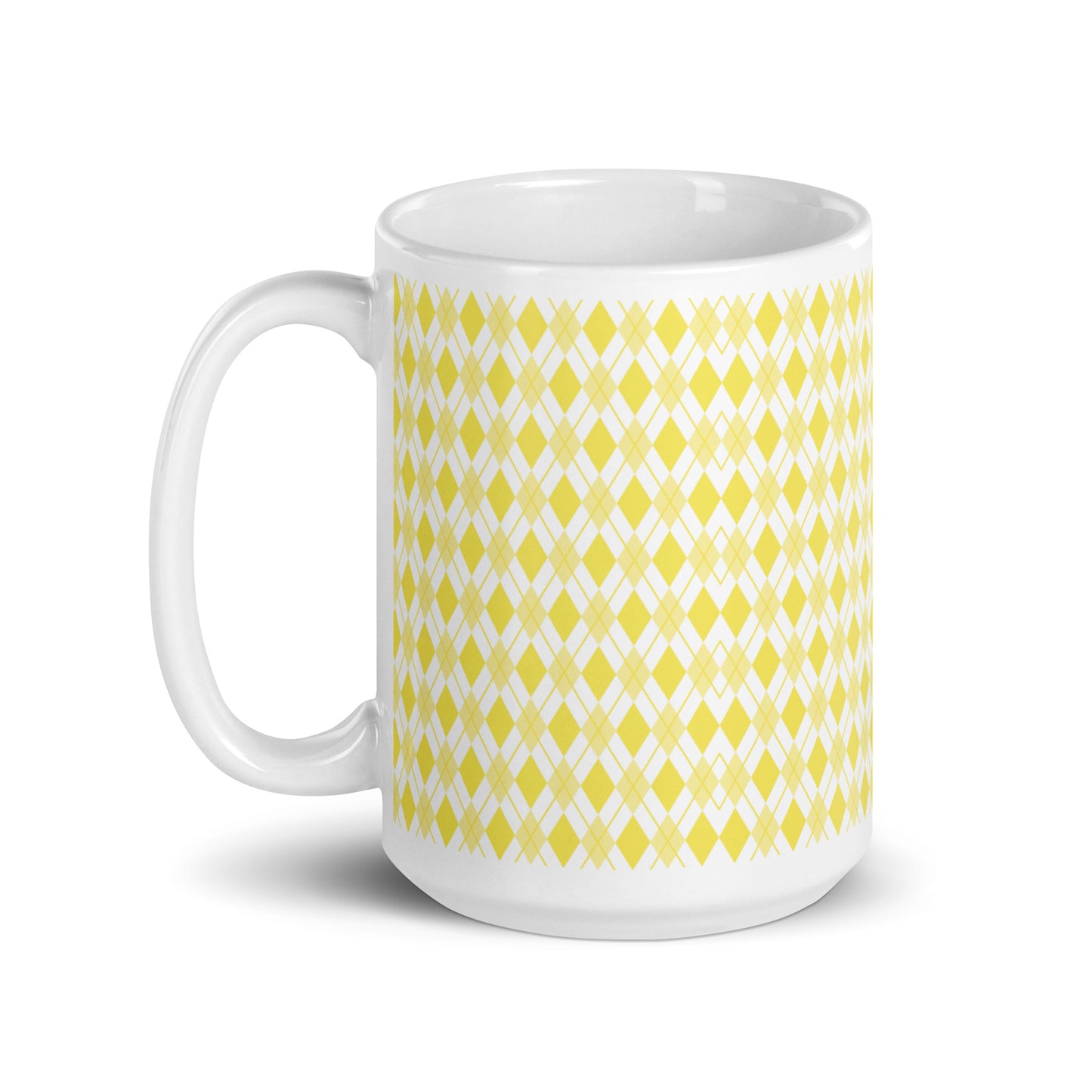 Argyle — Flax ceramic coffee mug - 15oz - handle left