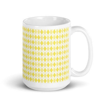 Argyle — Flax ceramic coffee mug - 15oz - handle right