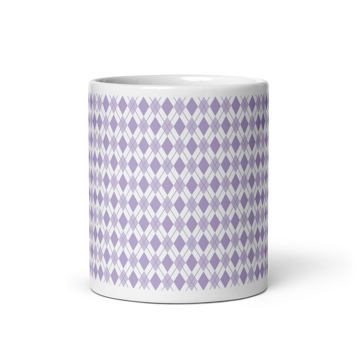 Argyle — Lavender ceramic coffee mug - 11oz - front
