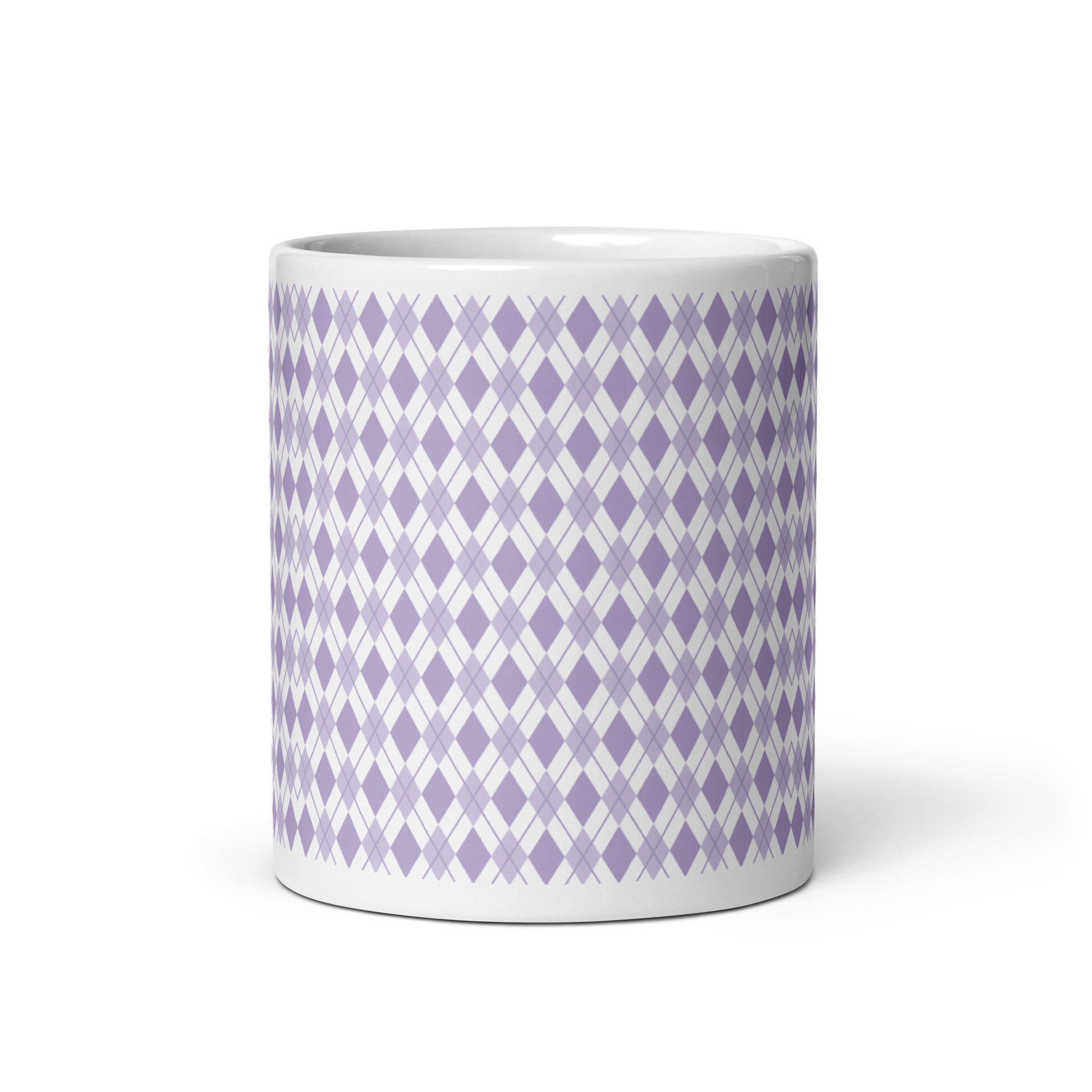 Argyle — Lavender ceramic coffee mug - 11oz - front