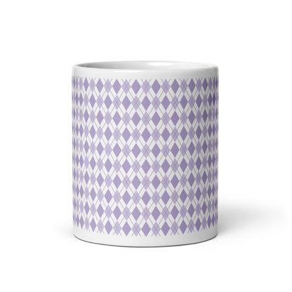 Argyle — Lavender ceramic coffee mug - 11oz - front