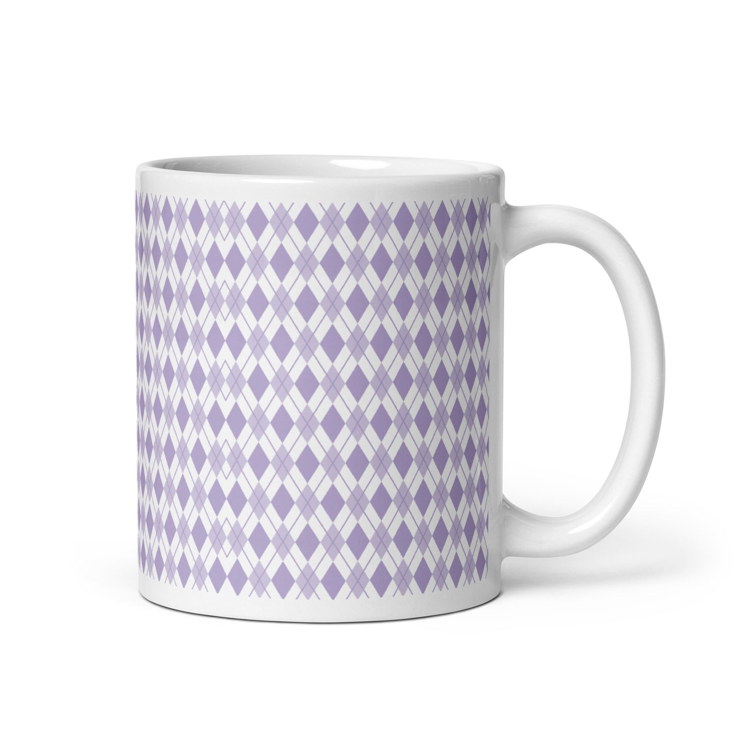 Argyle — Lavender ceramic coffee mug - 11oz - handle right