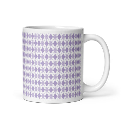Argyle — Lavender ceramic coffee mug - 11oz - handle right