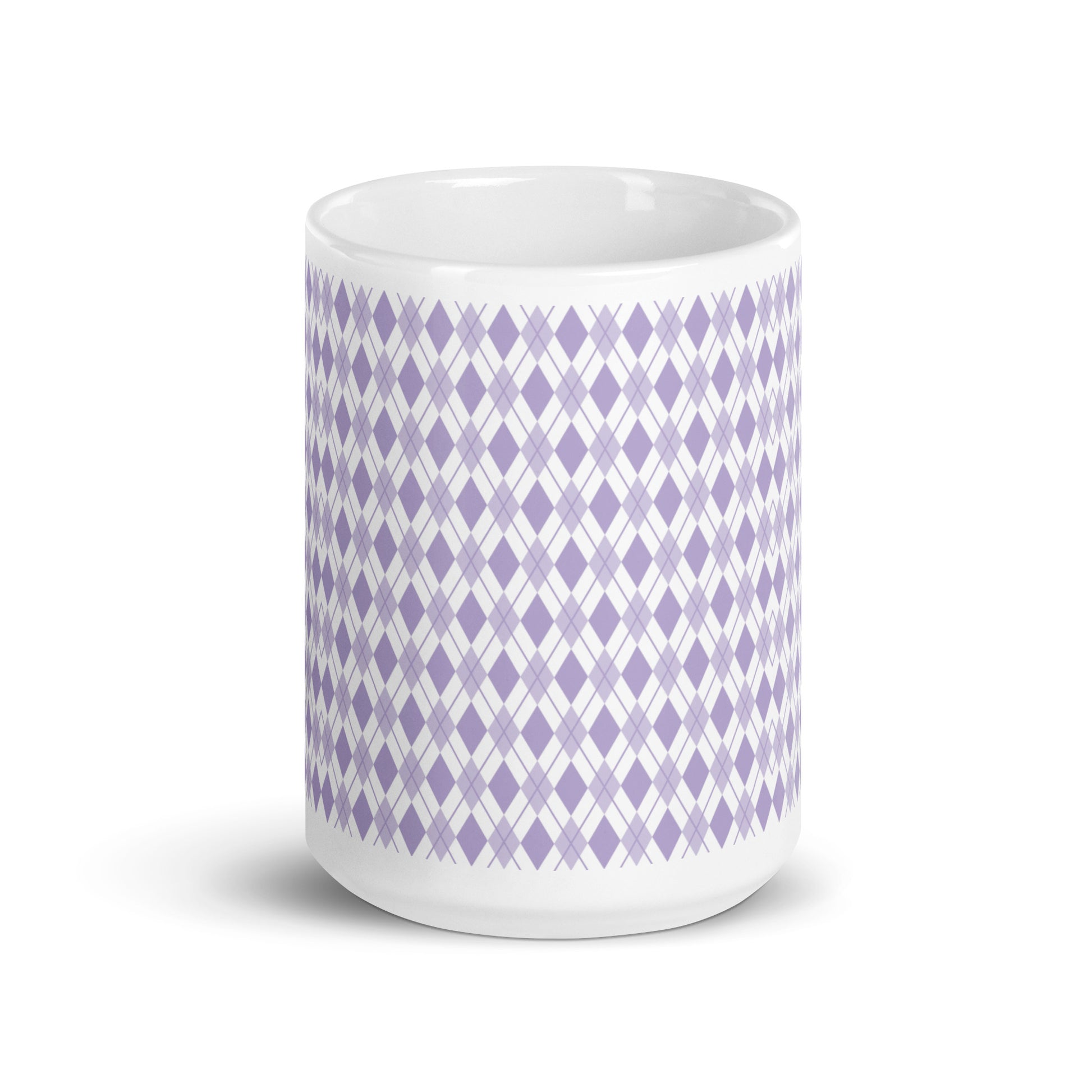 Argyle — Lavender ceramic coffee mug - 15oz - front