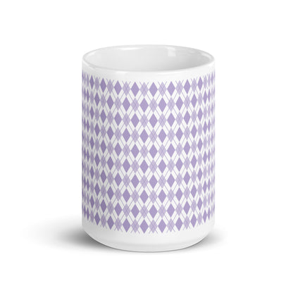Argyle — Lavender ceramic coffee mug - 15oz - front