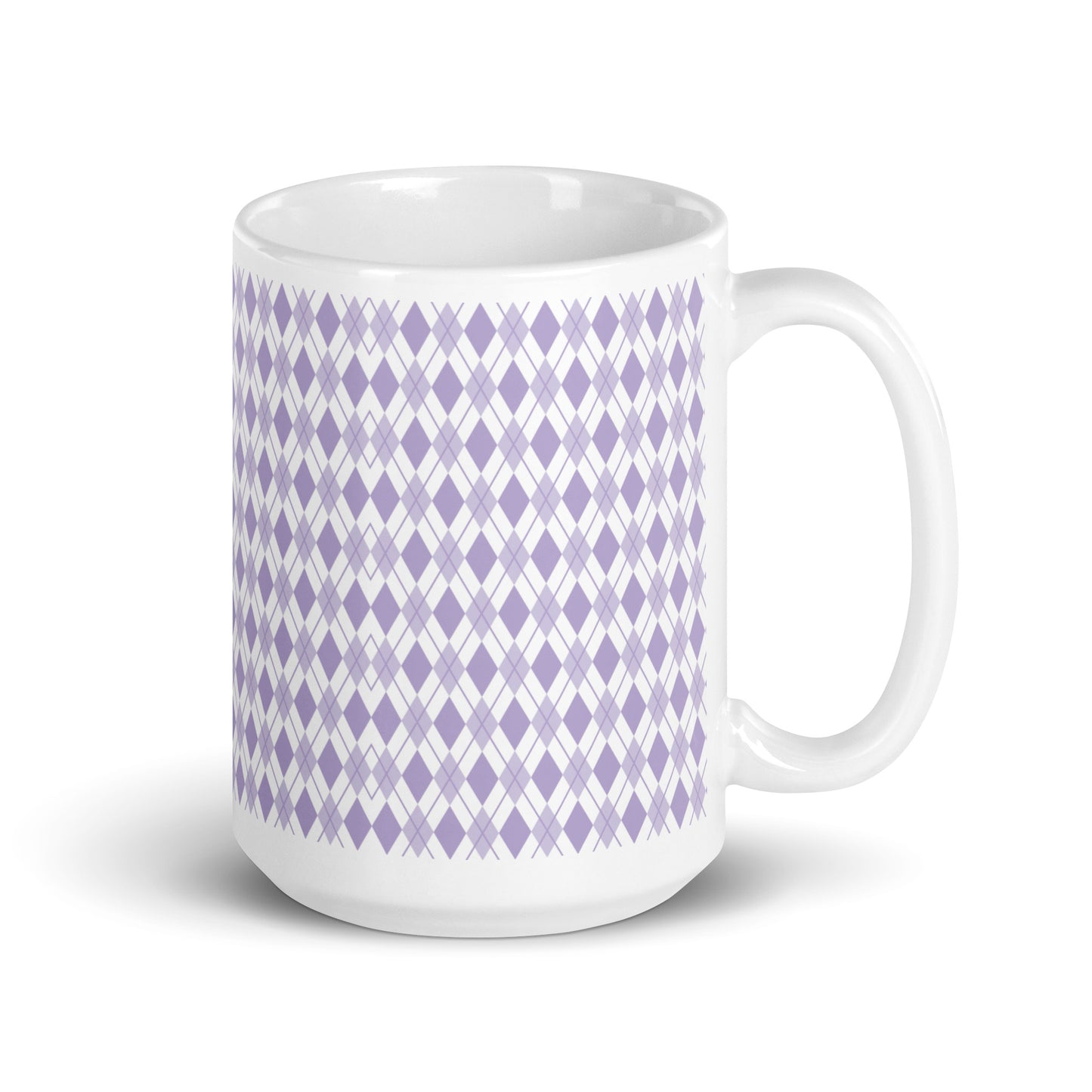 Argyle — Lavender ceramic coffee mug - 15oz - handle right