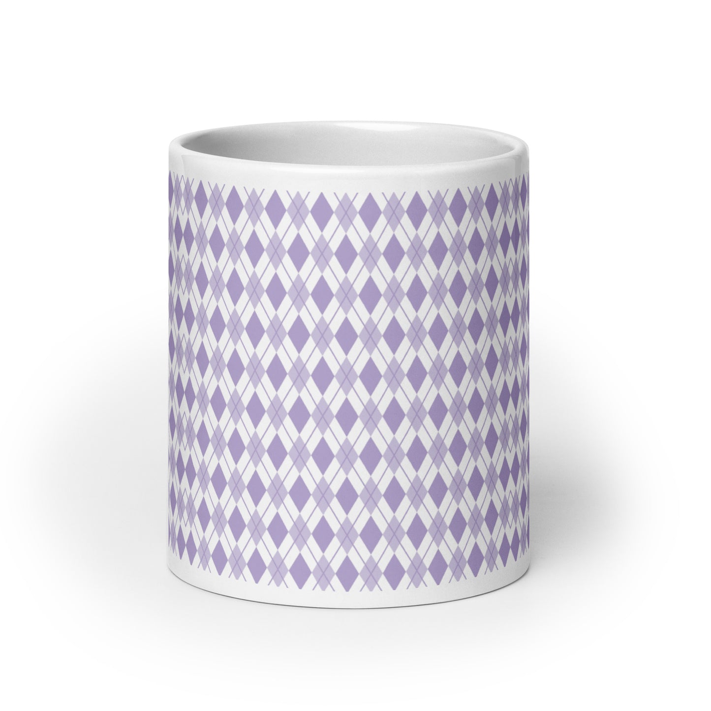 Argyle — Lavender ceramic coffee mug - 20oz - front