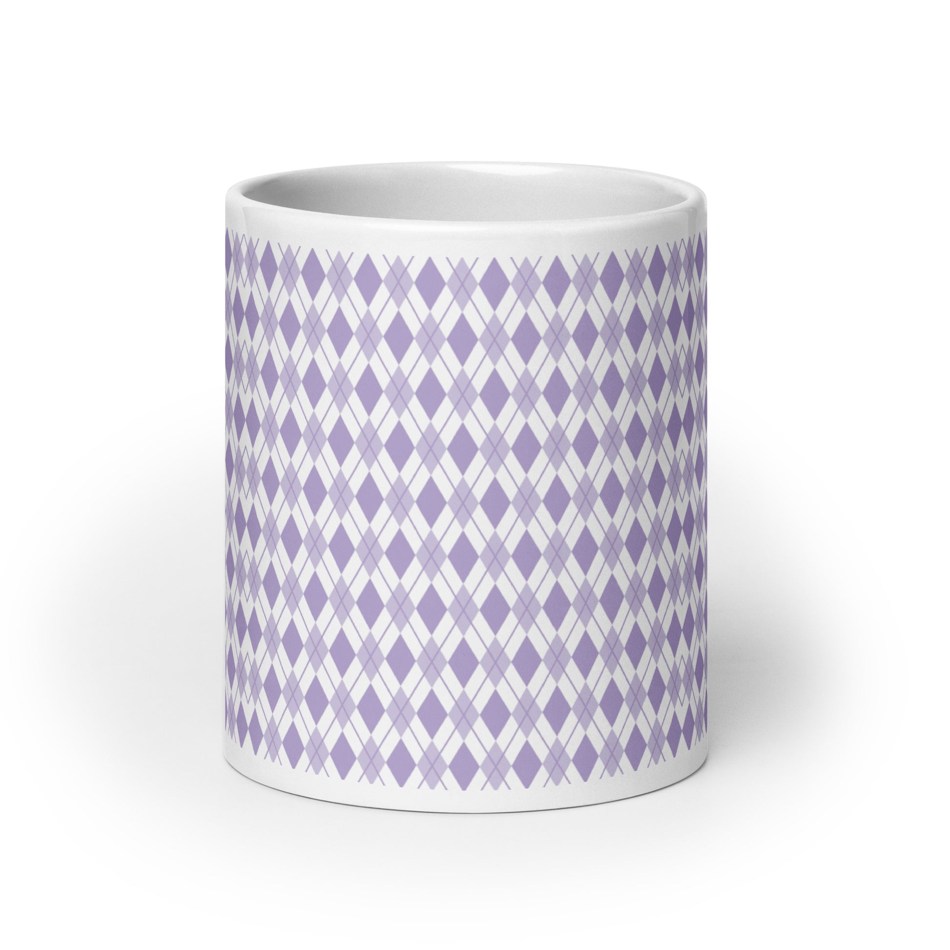 Argyle — Lavender ceramic coffee mug - 20oz - front