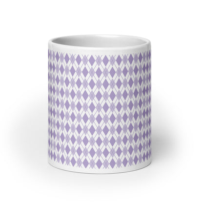 Argyle — Lavender ceramic coffee mug - 20oz - front