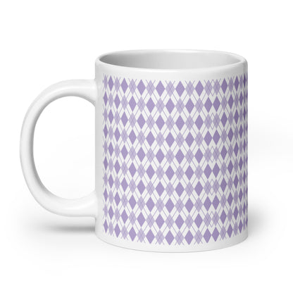 Argyle — Lavender ceramic coffee mug - 20oz - handle left