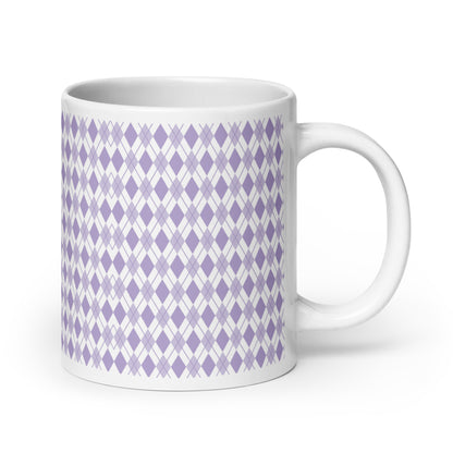 Argyle — Lavender ceramic coffee mug - 20oz - handle right