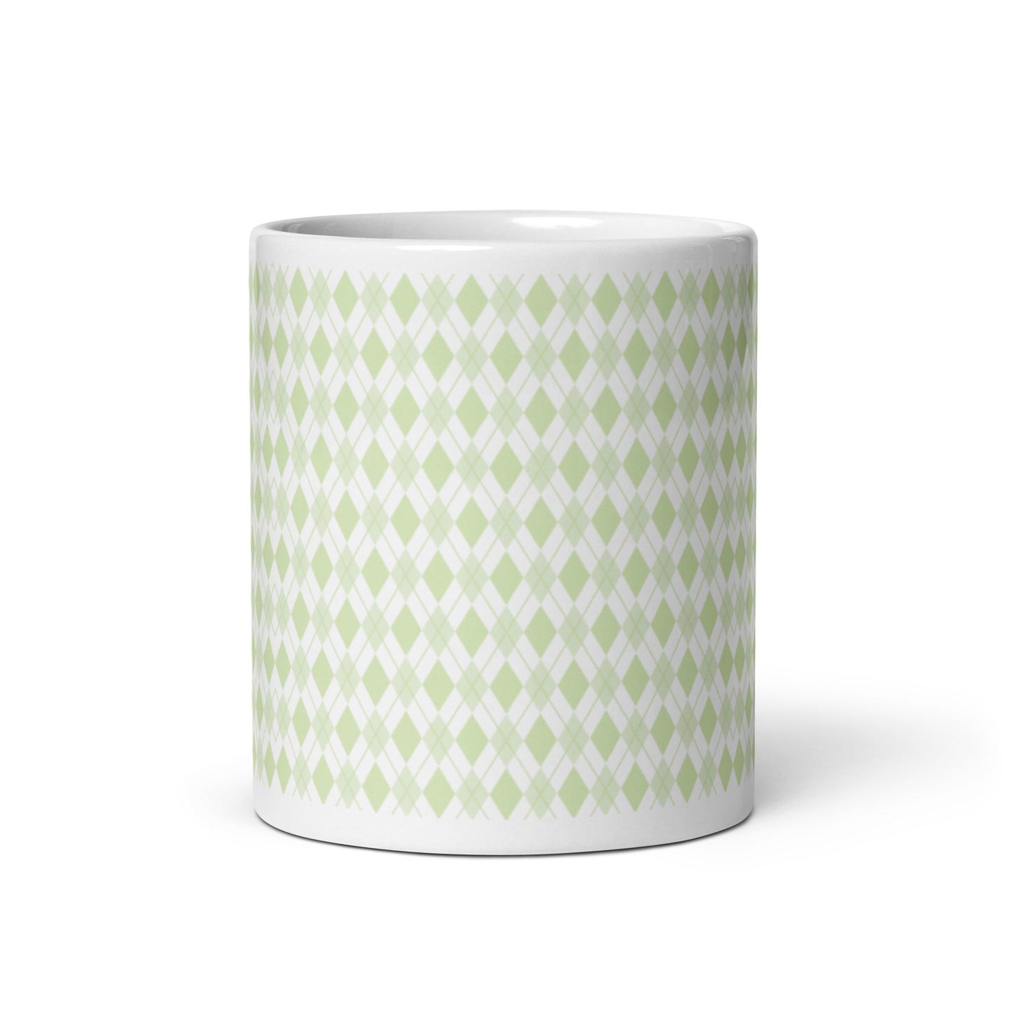 Argyle — Moss ceramic coffee mug - 11oz - front