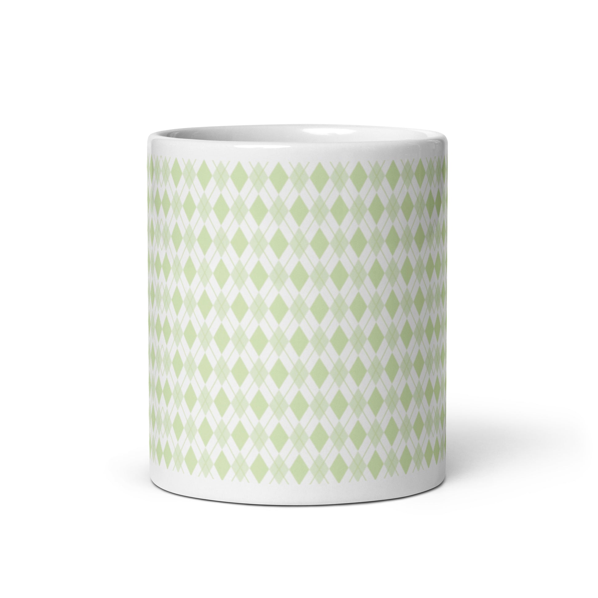 Argyle — Moss ceramic coffee mug - 11oz - front
