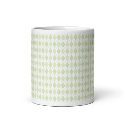 Argyle — Moss ceramic coffee mug - 11oz - front