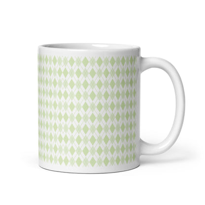 Argyle — Moss ceramic coffee mug - 11oz - handle right