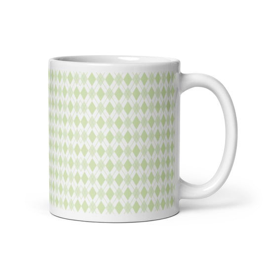 Argyle — Moss ceramic coffee mug - 11oz - handle right