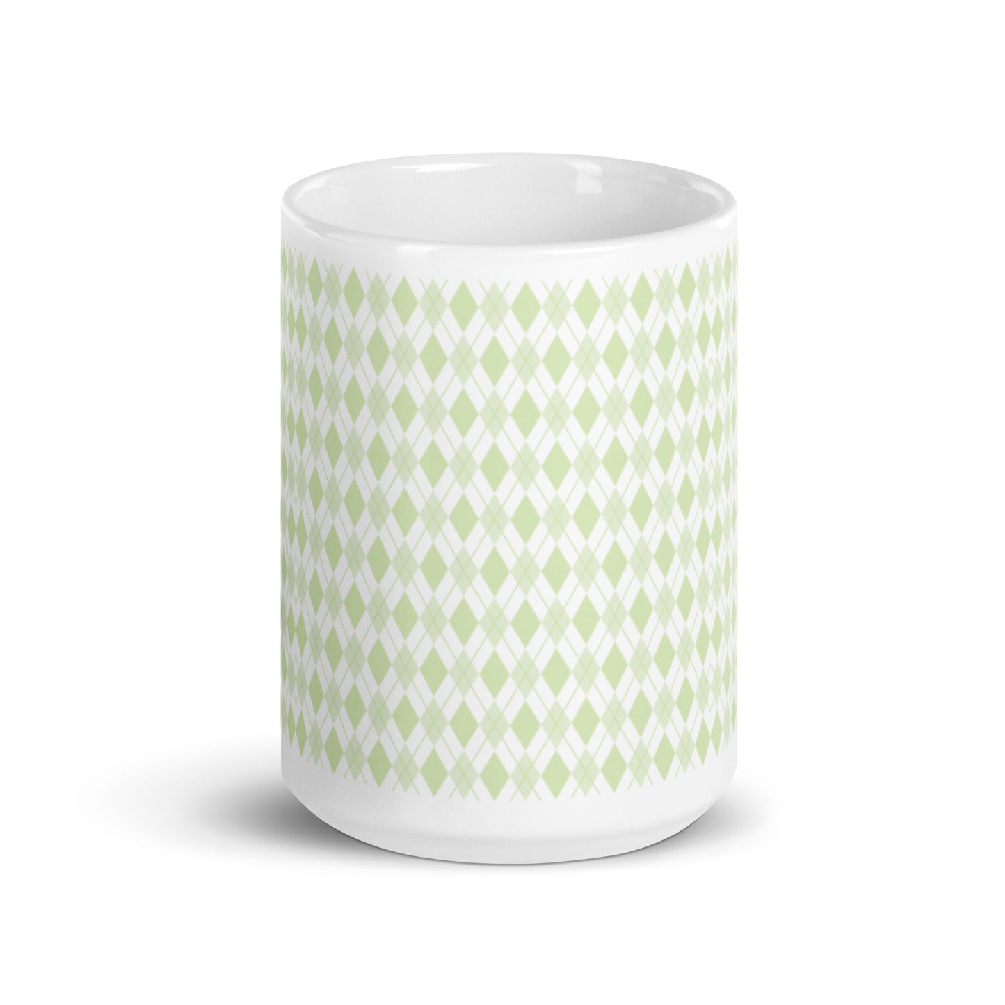 Argyle — Moss ceramic coffee mug - 15oz - front