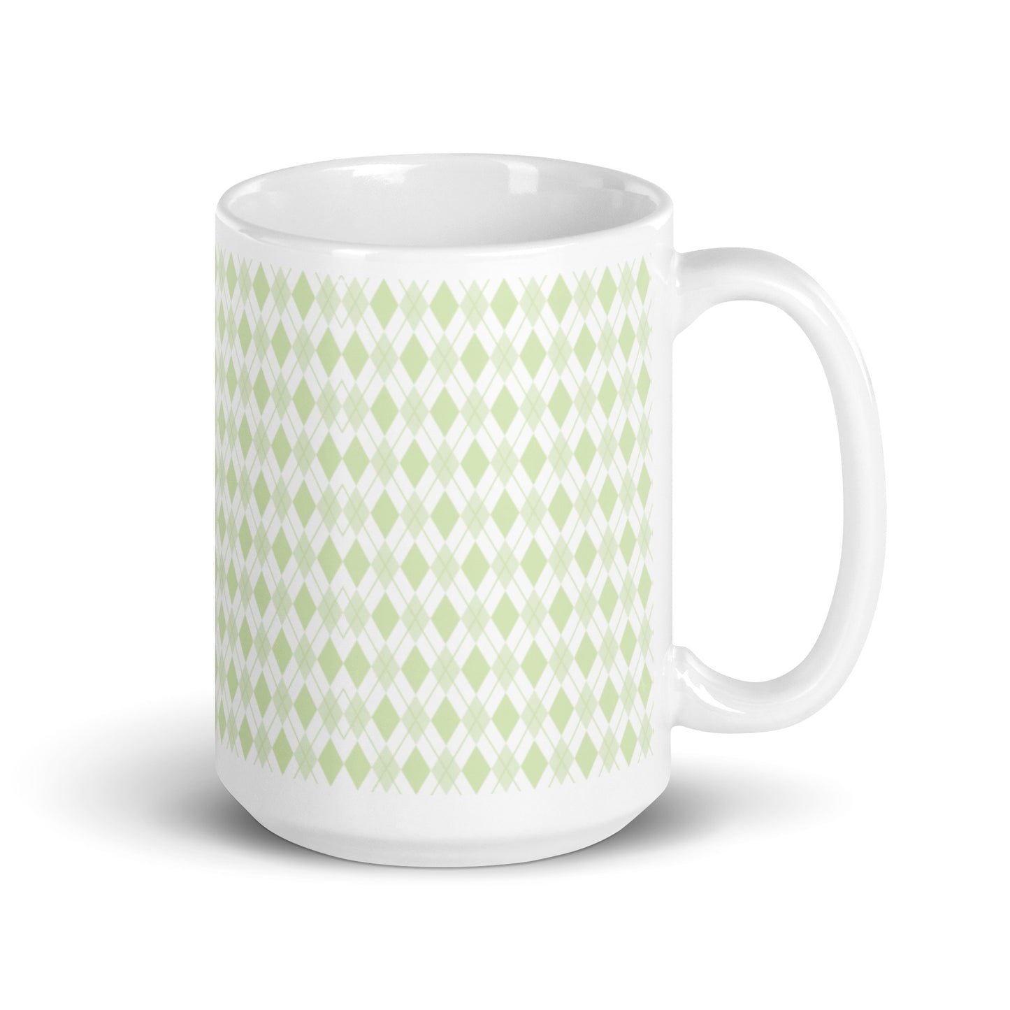 Argyle — Moss ceramic coffee mug - 15oz - handle right
