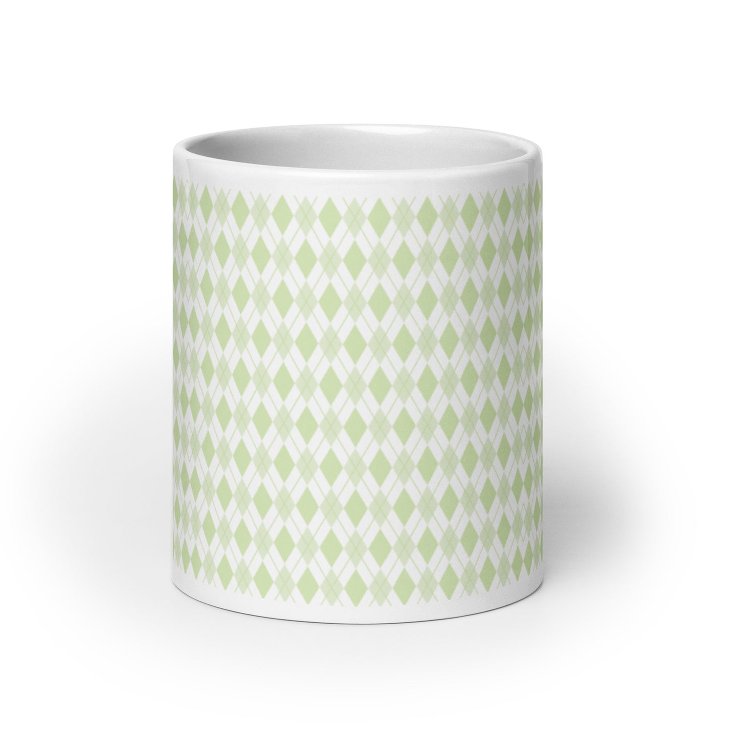 Argyle — Moss ceramic coffee mug - 20oz - front