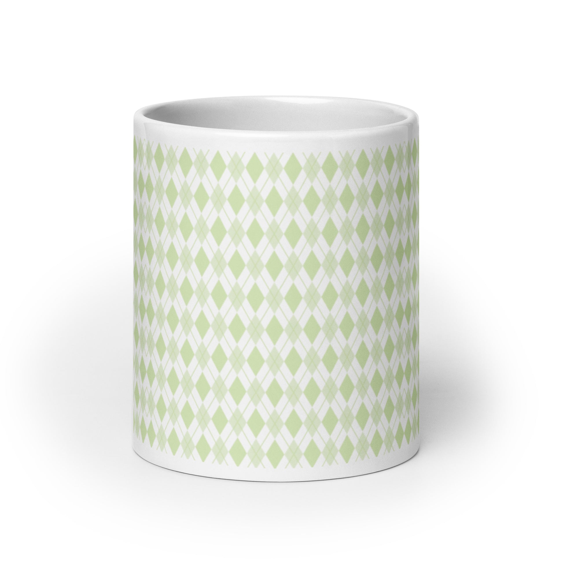 Argyle — Moss ceramic coffee mug - 20oz - front