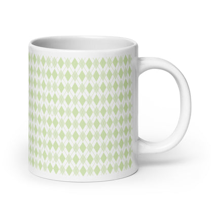 Argyle — Moss ceramic coffee mug - 20oz - handle right