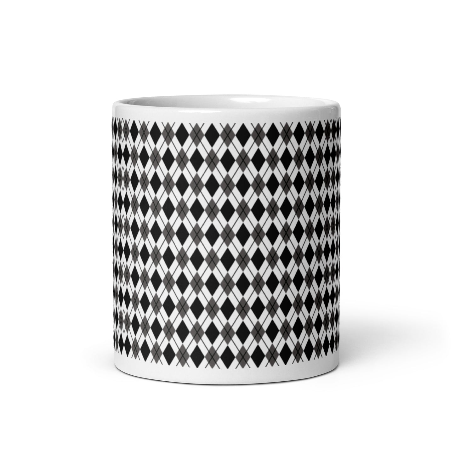 Argyle — Noir ceramic coffee mug - 11oz - front