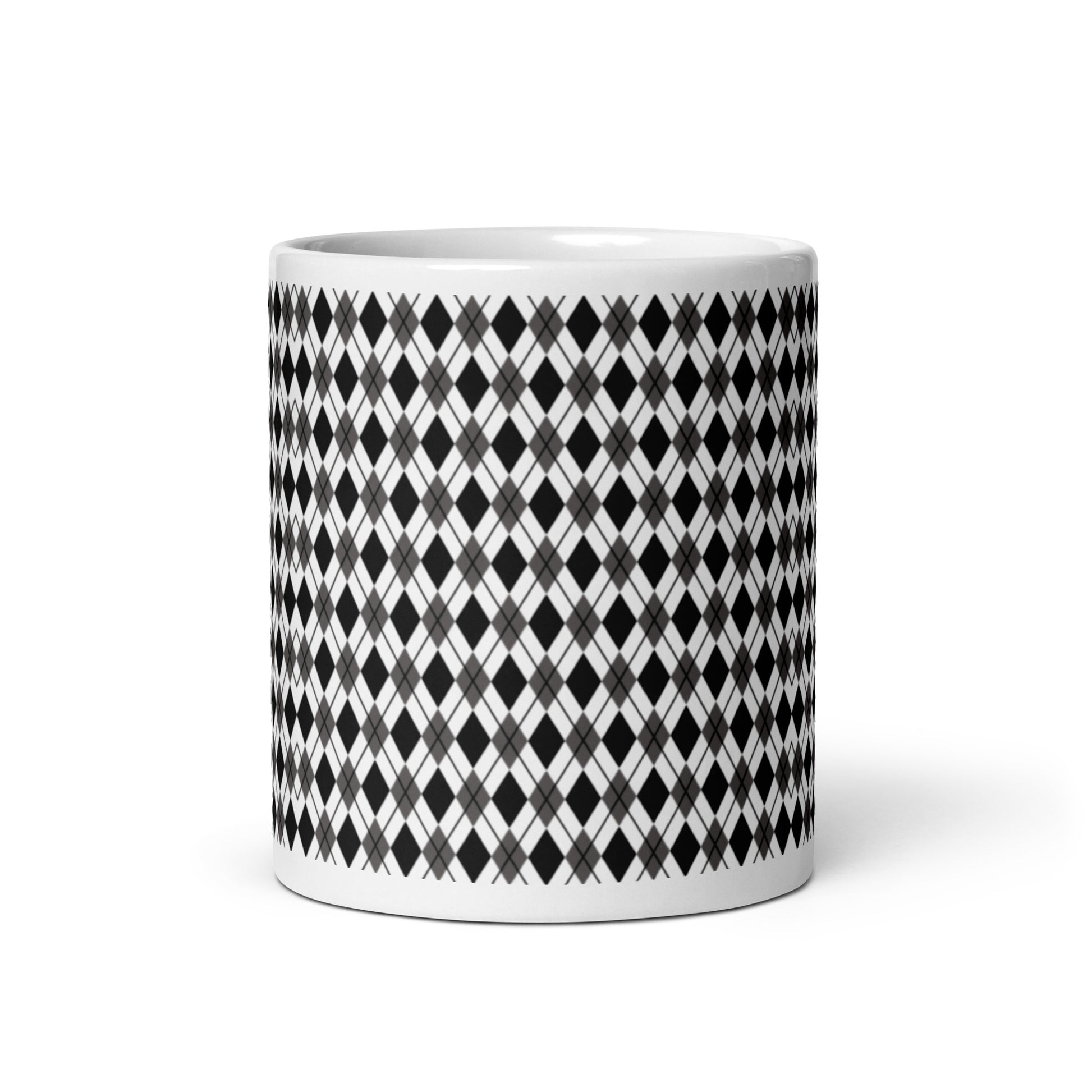 Argyle — Noir ceramic coffee mug - 11oz - front