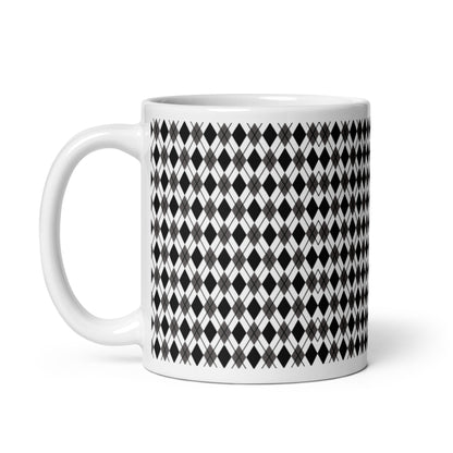 Argyle — Noir ceramic coffee mug - 11oz - handle left