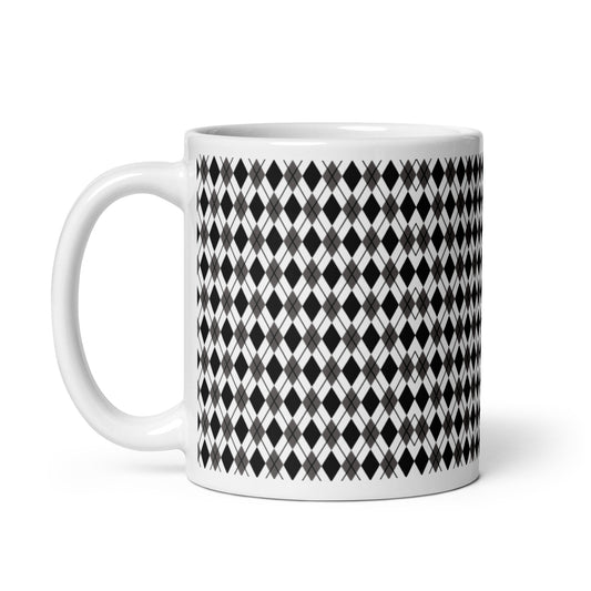 Argyle — Noir ceramic coffee mug - 11oz - handle left
