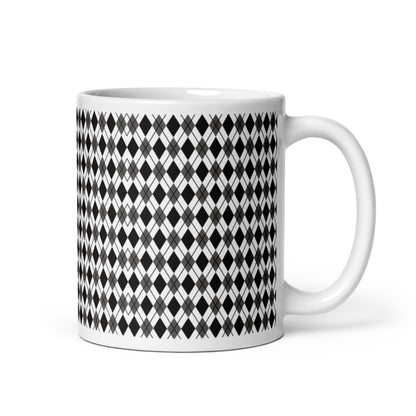 Argyle — Noir ceramic coffee mug - 11oz - handle right