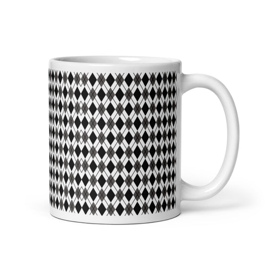 Argyle — Noir ceramic coffee mug - 11oz - handle right