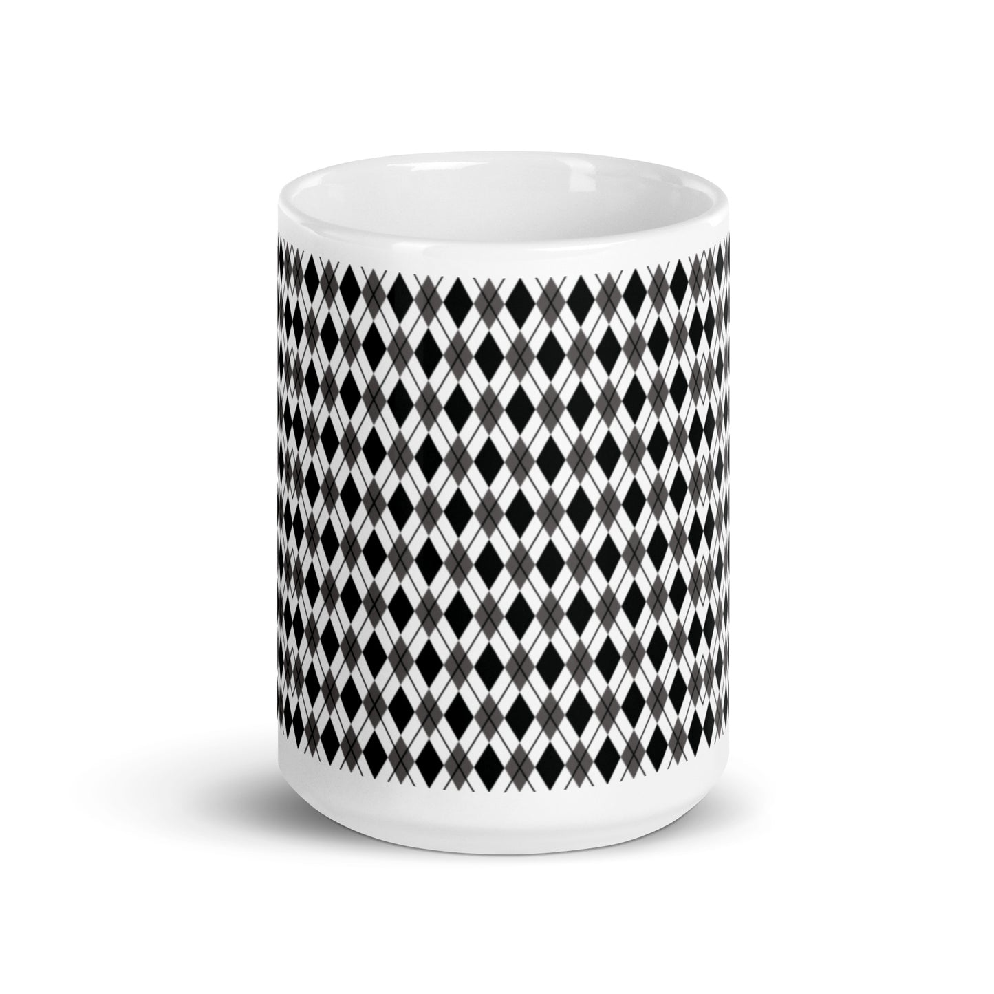 Argyle — Noir ceramic coffee mug - 15oz - front