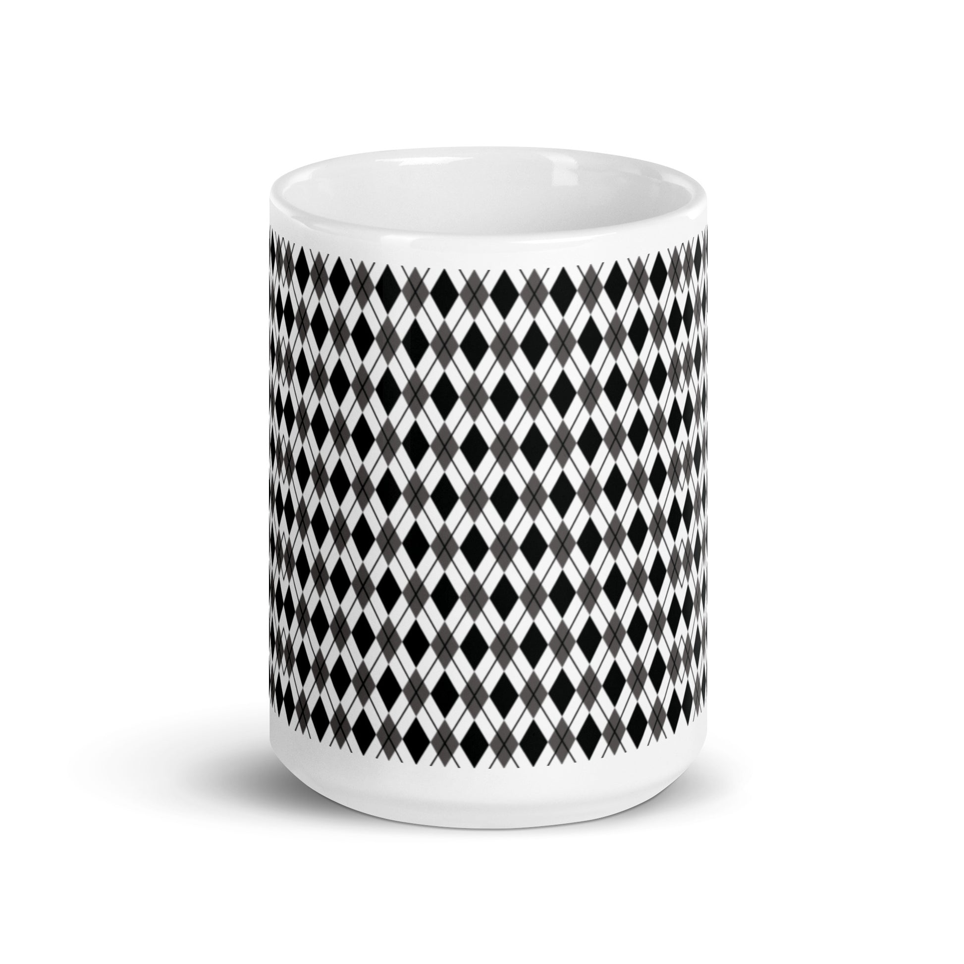 Argyle — Noir ceramic coffee mug - 15oz - front